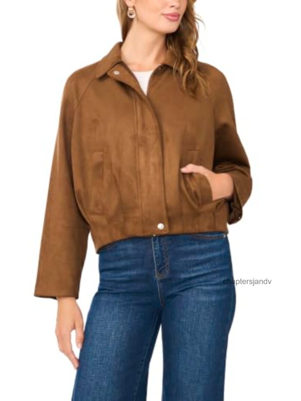 Suede Raglan Sleeve Zip Front Jacket Contemporary Women's